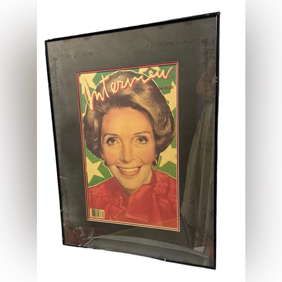 Heavy framed Vintage Nancy Regan cover INTERVIEW magazine. Collection item